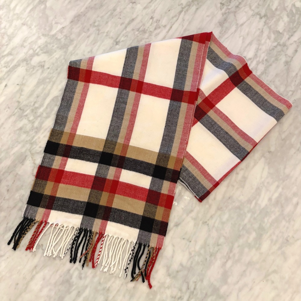 Vintage Scotland 100% Cashmere Plaid Scarf Tartan Fringe Unisex Winter Classic